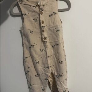 Rylee & Cru Kids Tan Palm Tree Print Jumpsuit